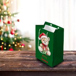 Sac Cadeau Moyen Adorable Ours en peluche de Noël