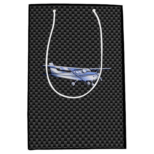 Sac Cadeau Moyen Aéronef Chrome Comme Cessna Black Carbon Fibres (Devant)