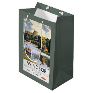 Sac Cadeau Moyen Affiche britannique de la Tamise de château de