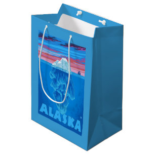 Sac Cadeau Moyen Affiche de Vintage voyage d'AlaskaIceberg