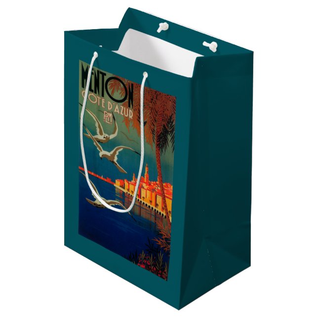 Sac Cadeau Moyen Affiche de voyage de la Côte d'Azur # 1 (Devant Angle)