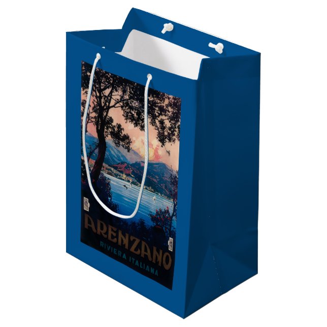 Sac Cadeau Moyen Affiche de voyage de la Riviera d'Italien (Devant Angle)