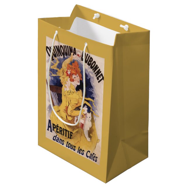 Sac Cadeau Moyen Affiche promotionnelle d'apéritif de Quinquina (Devant Angle)