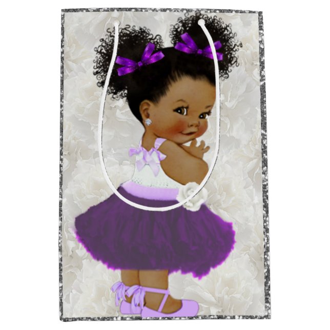 Sac Cadeau Moyen African Baby Girl Purple|Lavender|Parties scintill (Devant)