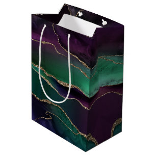 Sac Cadeau Moyen Agate attrayante   Joyau foncé Tone Pierre Or Vein