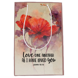 Sac Cadeau Moyen Aimez-Vous Une Autre Bible Verse Rouge Violet Flor