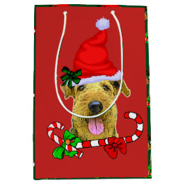 Sac Cadeau Moyen Airedale Terrier Noël