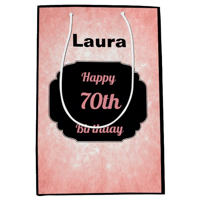 Sac Cadeau Moyen Ajouter le nom 70e anniversaire (Devant)