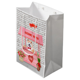Sac Cadeau Moyen Akita Chien Valentine's Day Kissing Booth