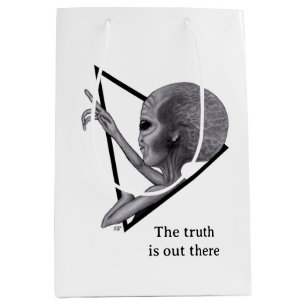 Sac Cadeau Moyen Alien gris, la vérité est là