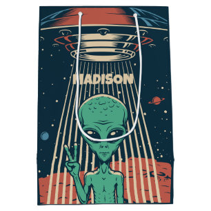 Sac Cadeau Moyen Alien UFO de nom personnalisé