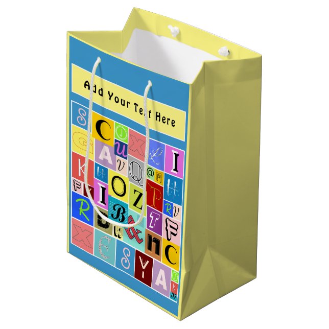 Sac Cadeau Moyen Alphabet (Devant Angle)