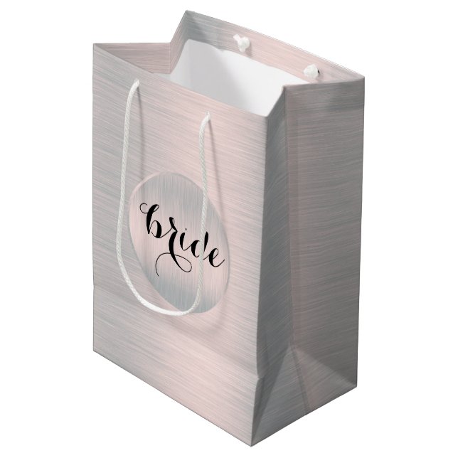 Sac Cadeau Moyen Aluminium brossé gris argent clair (Devant Angle)