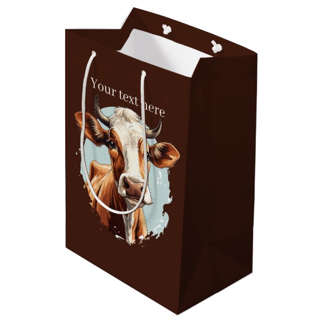 Sac Cadeau Moyen Amateurs de vache mignonne personnalisable (Dos Angle)