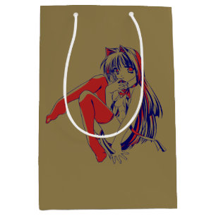 Sac Cadeau Moyen Américain Manga Neko Catgirl Kawaii Anime