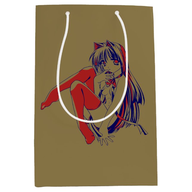 Sac Cadeau Moyen Américain Manga Neko Catgirl Kawaii Anime (Devant)