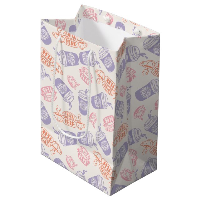 Sac Cadeau Moyen AMIS™ | Pastel Central Perk Motif (Devant Angle)