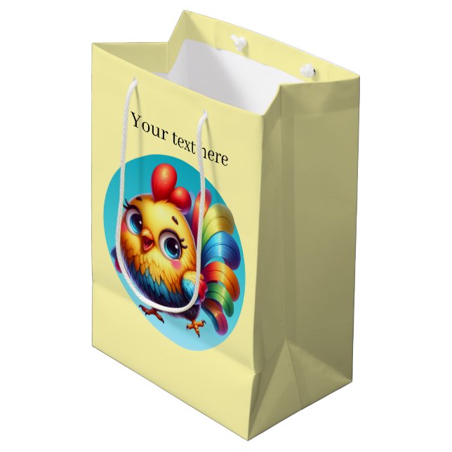 Sac Cadeau Moyen Amoureux du poulet du pays amusant (Devant Angle)