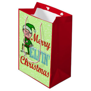 Sac Cadeau Moyen Amusant Joyeux Elfin Noël Bah Humbug