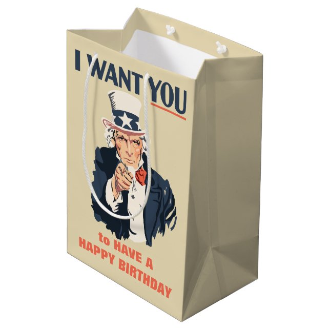 Sac Cadeau Moyen Amusant Oncle Sam Patriotic Anniversaire (Dos Angle)