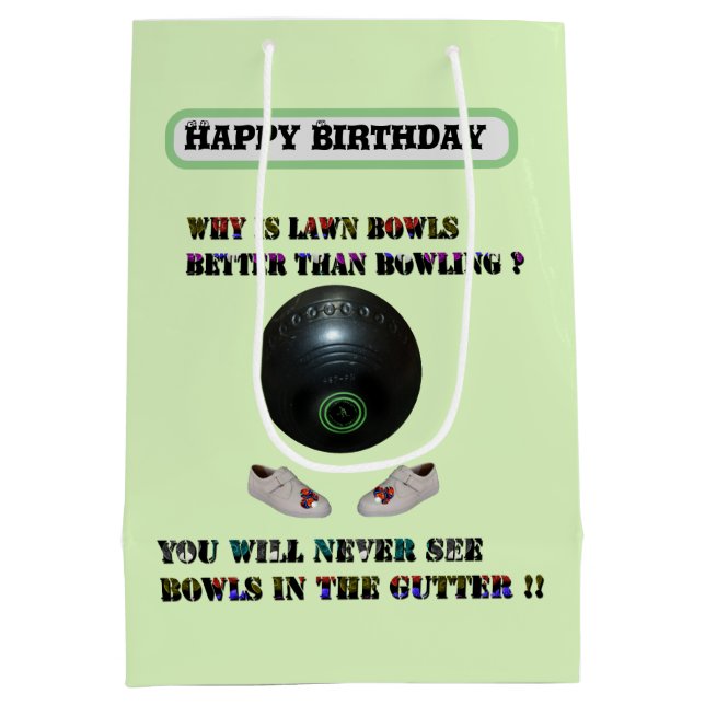 Sac Cadeau Moyen Amusante pelouse Bowling contre Bowling, Anniversa (Dos)