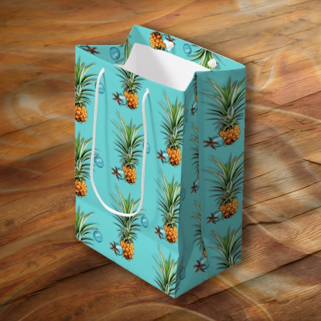 Sac Cadeau Moyen Ananas de Noël tropical (Créateur téléchargé)