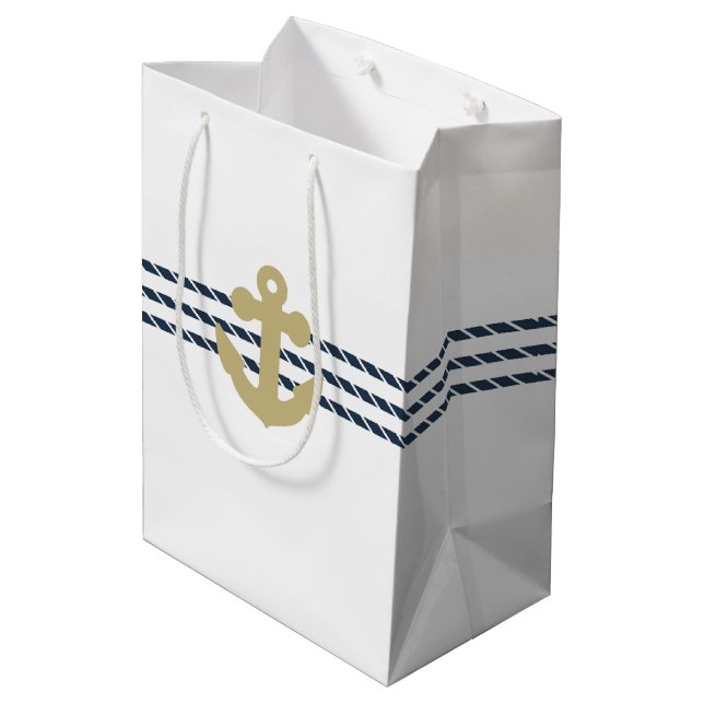 Sac Cadeau Moyen Ancre nautique, Corde (Dos Angle)