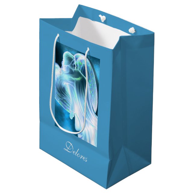 Sac Cadeau Moyen Angle bleu (Devant Angle)