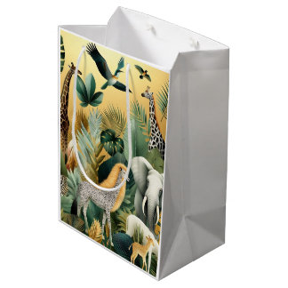 Sac Cadeau Moyen Animaux et oiseaux exotiques contemporains 1 or