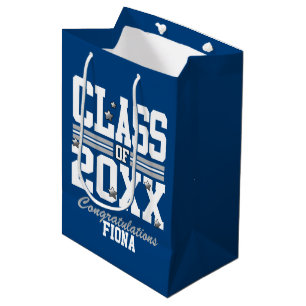 Sac Cadeau Moyen Année de la promotion Bleu Argent