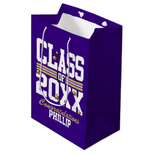 Sac Cadeau Moyen Année de la promotion violet or