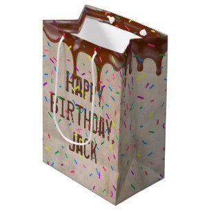Sac Cadeau Moyen Anniversaire Avec Le Nom Écouler Chocolat Glace