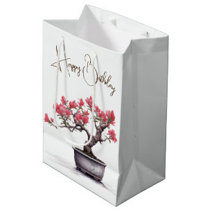 Sac Cadeau Moyen Anniversaire Bonsai Arbre En Pot