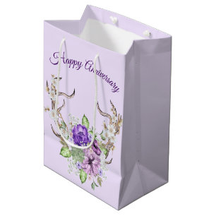Sac Cadeau Moyen Anniversaire Bouquet Antler Cerf Antler