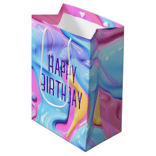 Sac Cadeau Moyen Anniversaire brillant bulle plastique Abstrait