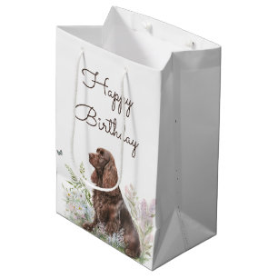 Sac Cadeau Moyen Anniversaire Chocolate Cocker Spaniel