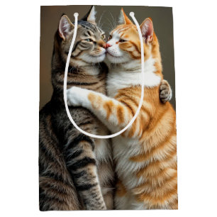Sac Cadeau Moyen Anniversaire Couple Chat Embrasser