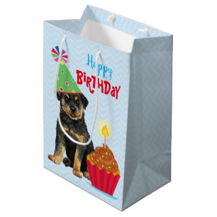 Sac Cadeau Moyen Anniversaire Cupcake Rottweiler Medium Cadeau