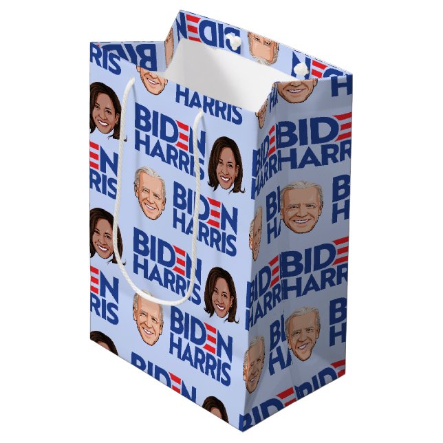 Sac Cadeau Moyen Anniversaire de Biden Harris (Devant Angle)