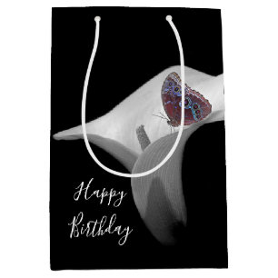 Sac Cadeau Moyen Anniversaire de Calla Lily et Butterfly