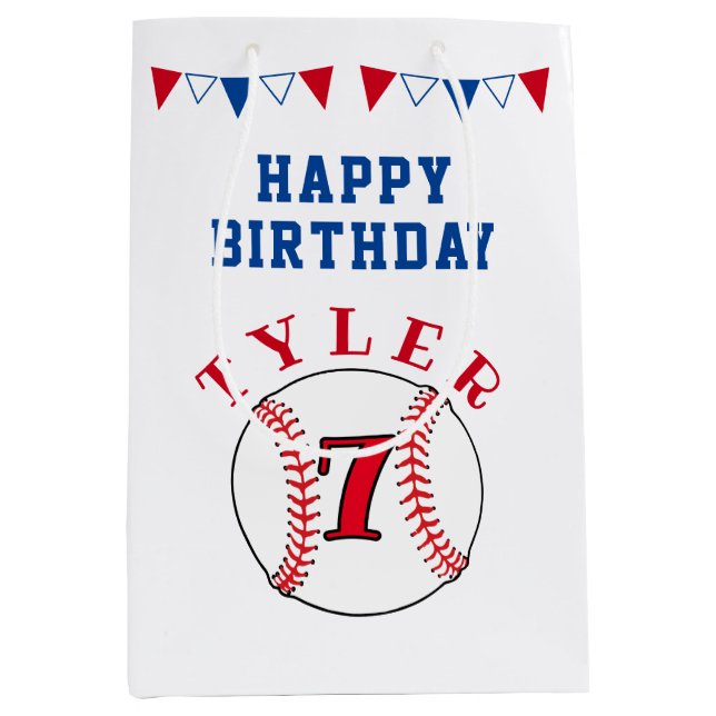 Sac Cadeau Moyen Anniversaire de enfant de baseball de bal (Devant)