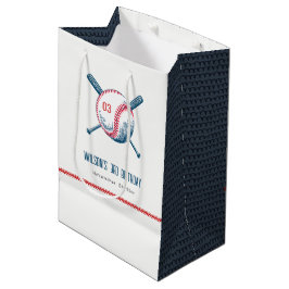 Sac Cadeau Moyen Anniversaire de enfant de baseball rouge de la Mar