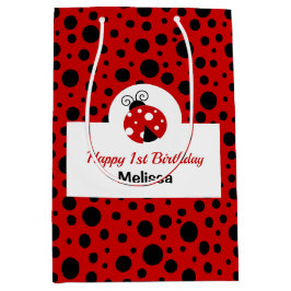 Sac Cadeau Moyen Anniversaire de enfant Pois rouge Ladybug