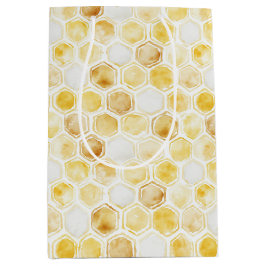 Sac Cadeau Moyen Anniversaire de Honeycomb jaune or