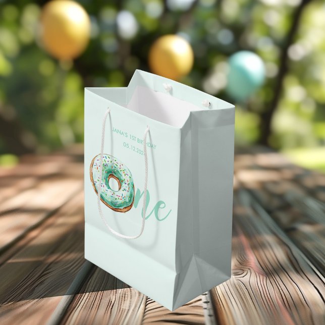 Sac Cadeau Moyen Anniversaire de la Donut verte (Créateur téléchargé)
