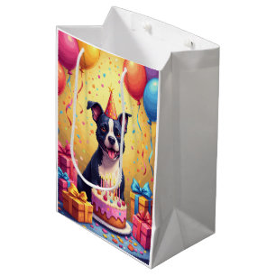 Sac Cadeau Moyen Anniversaire de l'American Staffordshire Terrier