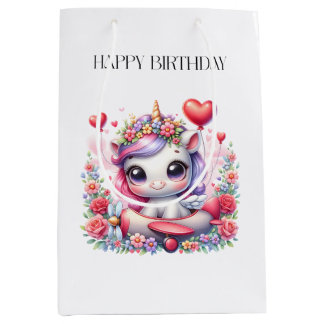 Sac Cadeau Moyen Anniversaire de Licorne Pilote