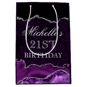 Sac Cadeau Moyen Anniversaire de nacre d'agate pailletée violette e