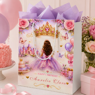 Sac Cadeau Moyen Anniversaire de princesse de conte de fées personn