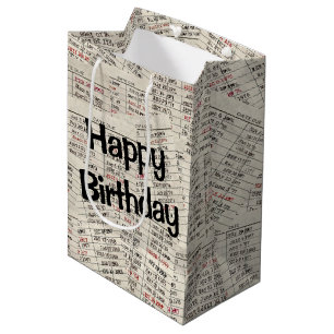 Sac Cadeau Moyen Anniversaire des Cartes de Bibliothèque